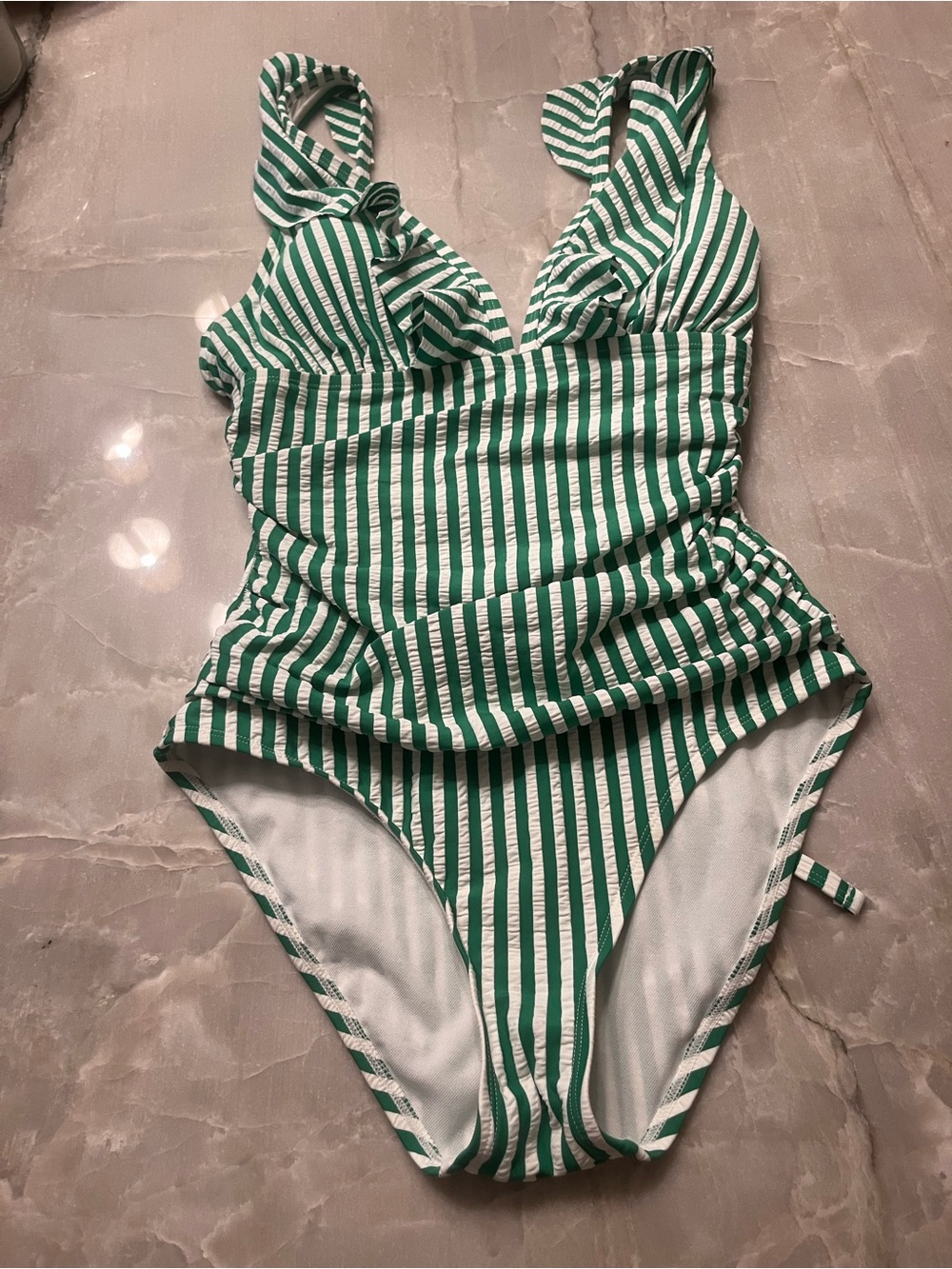 Crown & ivy one piece seersucker swimsuit Kelly green
